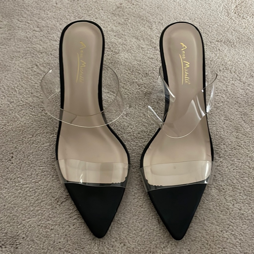 Black Clear Strap Heels